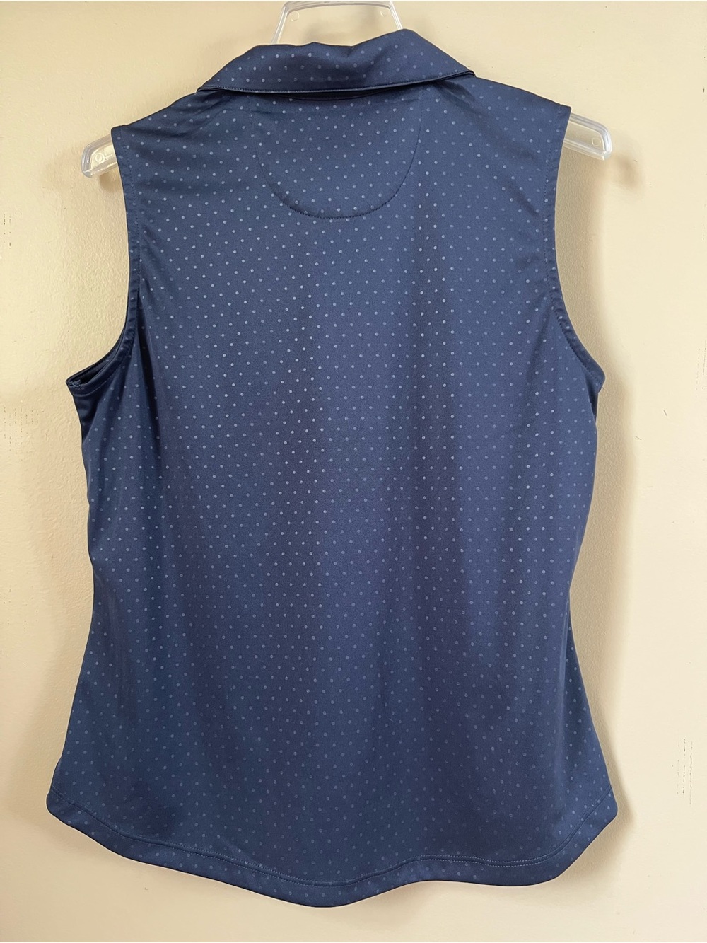 Greg Norman Women's Navy Blue Polka Dot Sleeveless Golf Polo Shirt Large - Picture 4 of 11